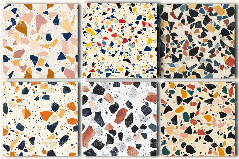 Terrazzo Seamless Patterns Digital Paper - CraftNest - Digital Crafting and Art