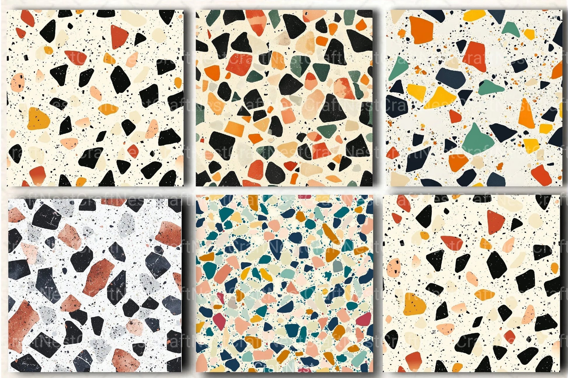 Terrazzo Seamless Patterns Digital Paper - CraftNest - Digital Crafting and Art