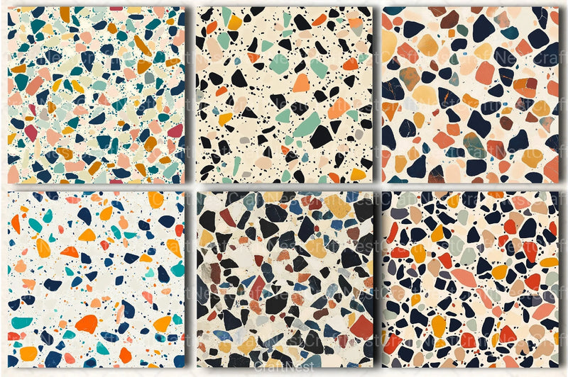 Terrazzo Seamless Patterns Digital Paper - CraftNest - Digital Crafting and Art