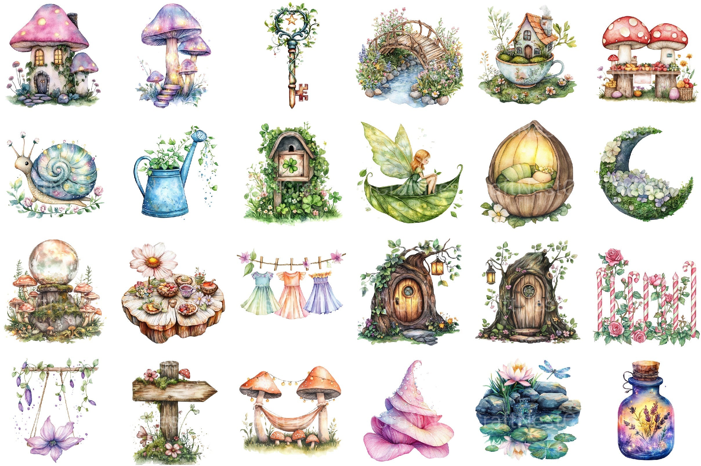 Magical Fairy Garden Clipart Bundle
