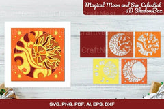 Magical Moon and Sun Celestial 3D Shadow Box SVG Bundle - CraftNest - Digital Crafting and Art