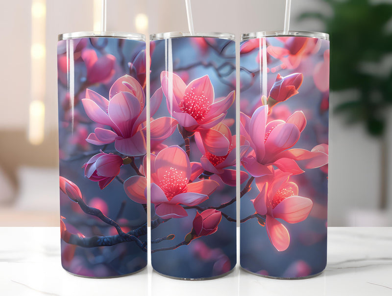Magnolias Flowers Tumbler Wrap - CraftNest - Digital Crafting and Art