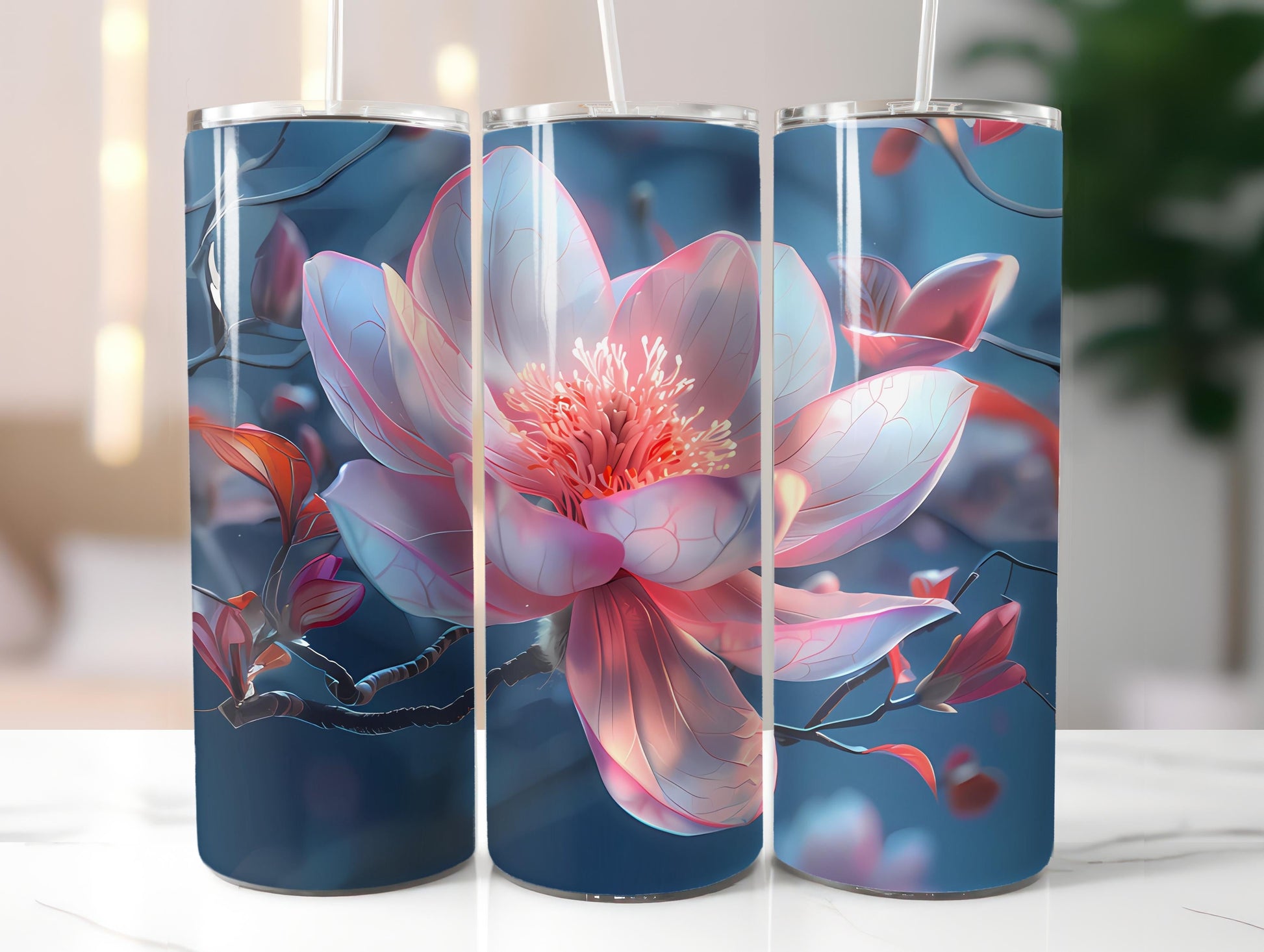 Magnolias Flowers Tumbler Wrap - CraftNest - Digital Crafting and Art
