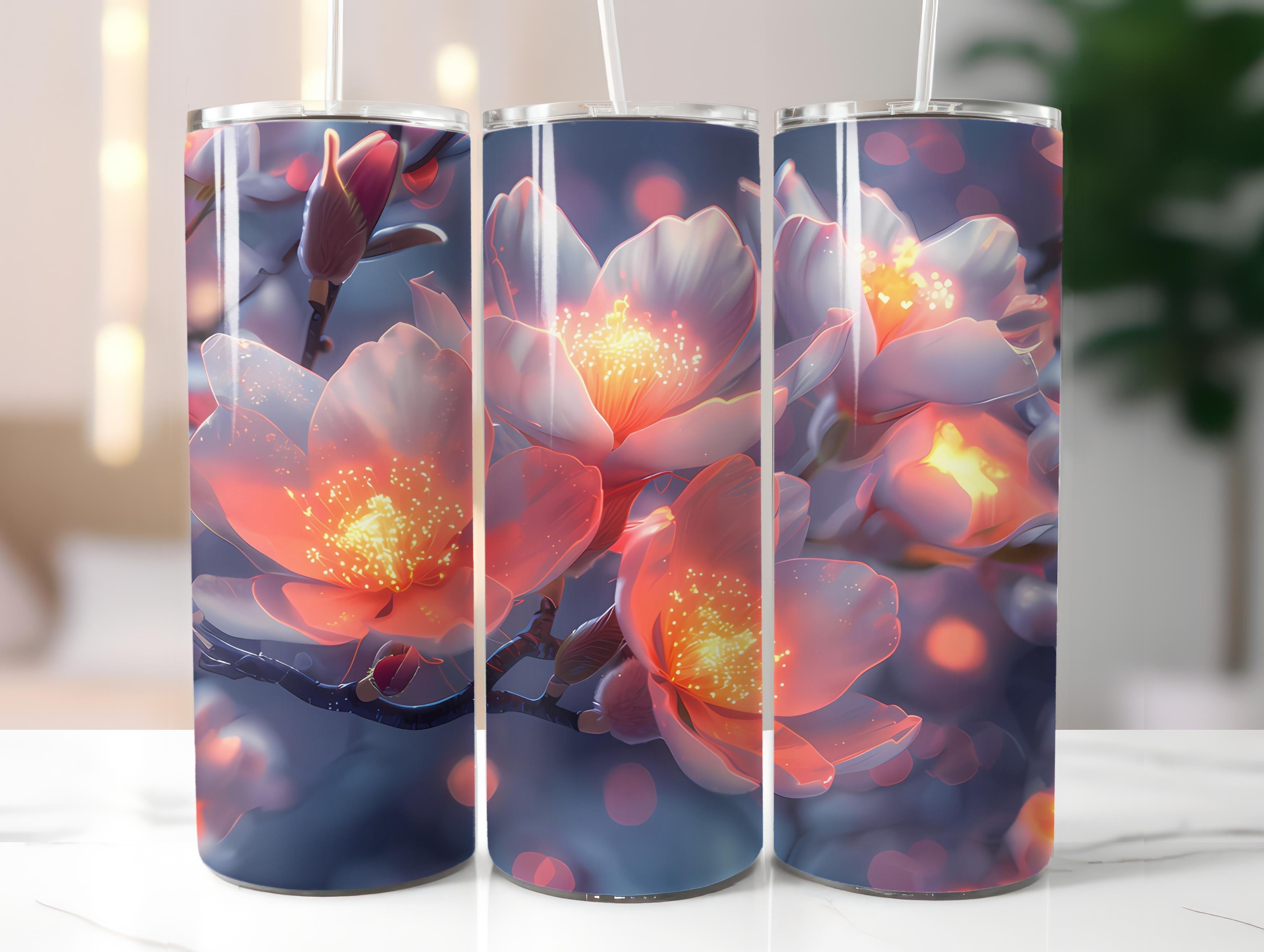 Magnolias Flowers Tumbler Wrap - CraftNest - Digital Crafting and Art