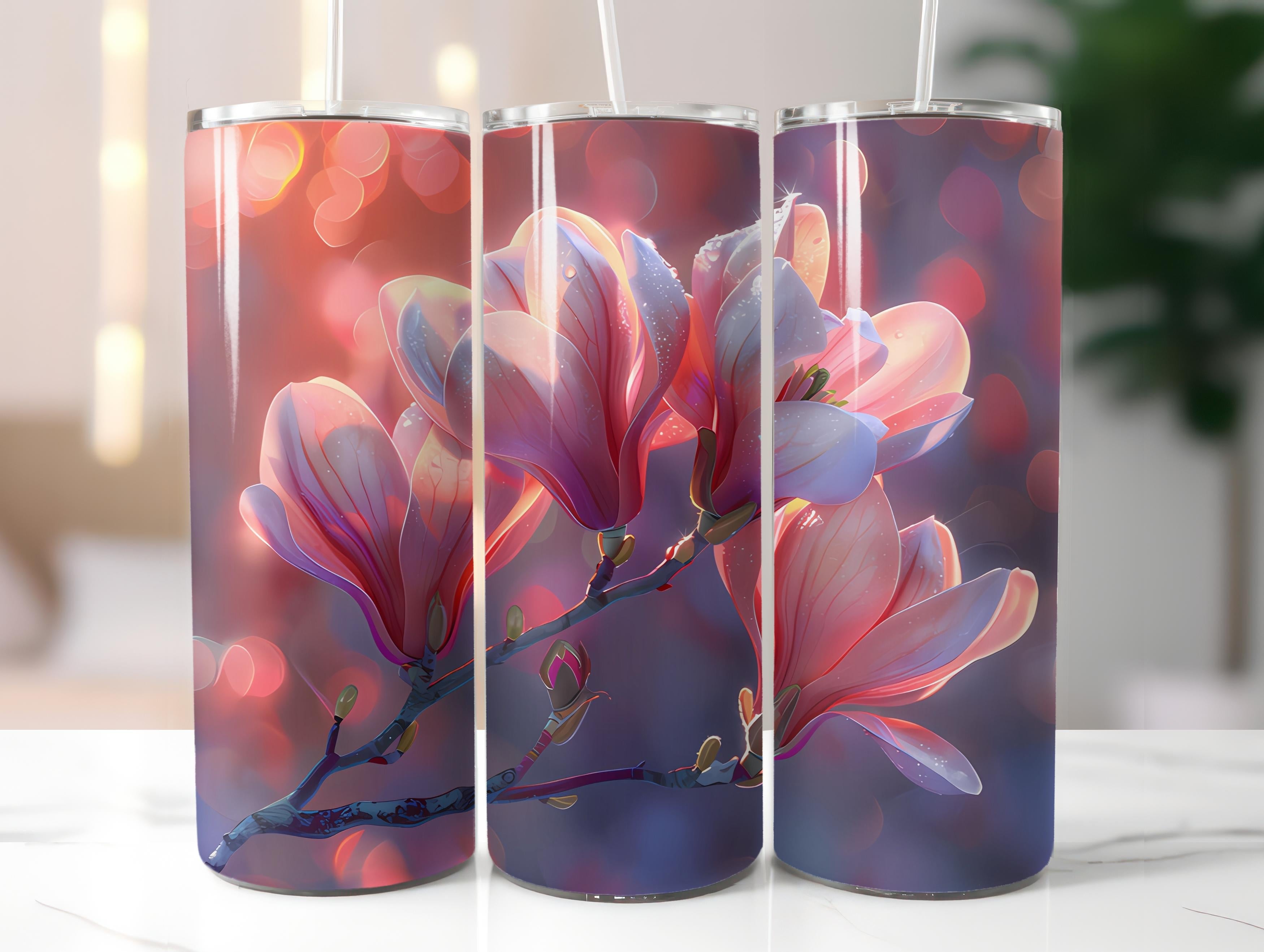 Magnolias Flowers Tumbler Wrap - CraftNest - Digital Crafting and Art