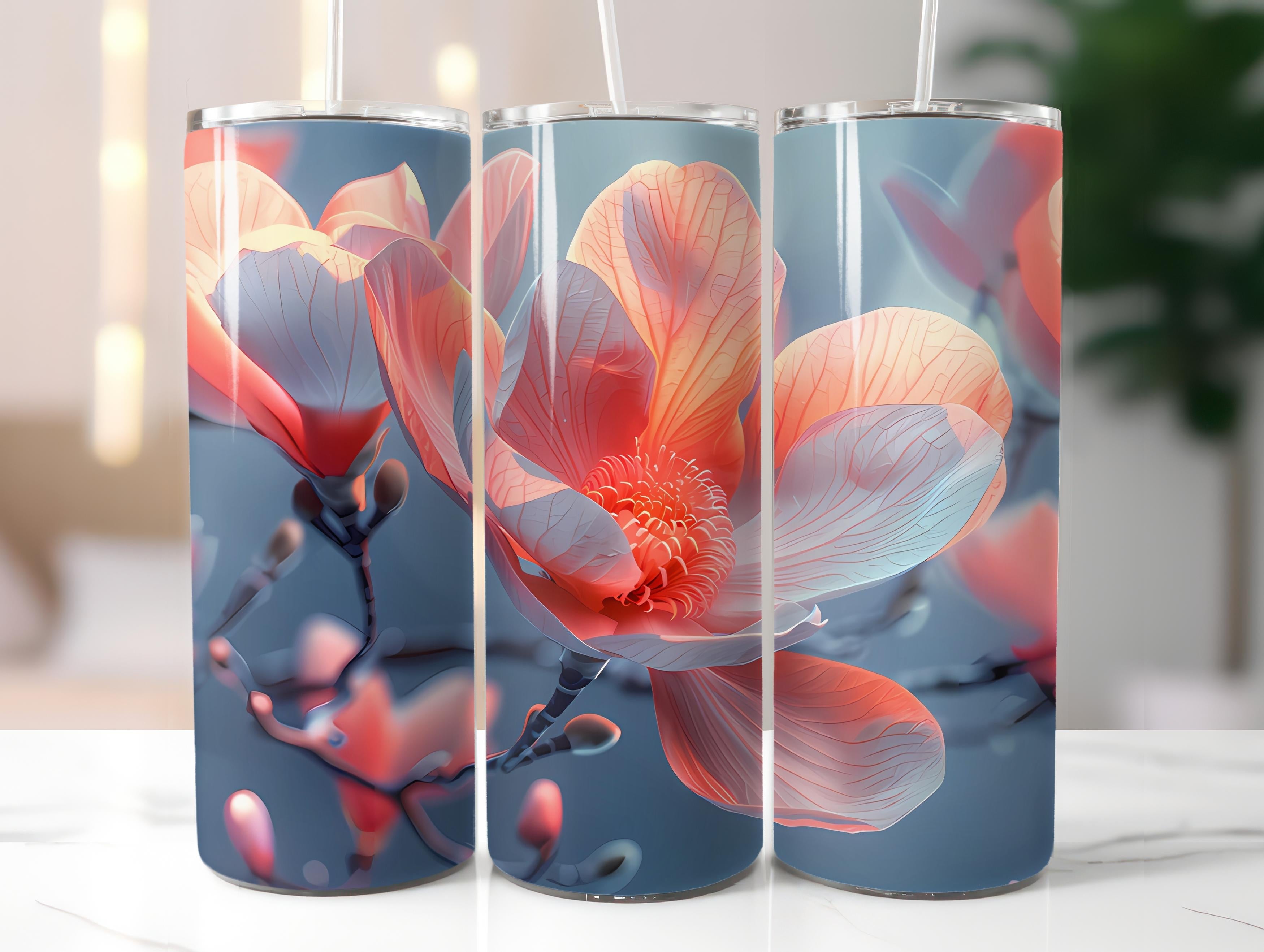 Magnolias Flowers Tumbler Wrap - CraftNest - Digital Crafting and Art