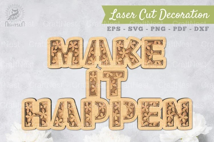 Make It Happen 3D Lasercut Decoration Clipart Bundle - CraftNest - Digital Crafting and Art
