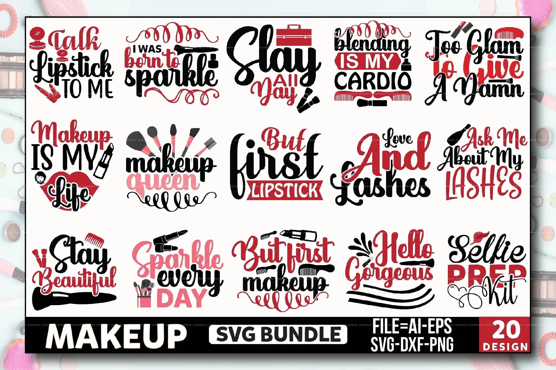 Makeup Design SVG Bundle 4 - CraftNest - Digital Crafting and Art