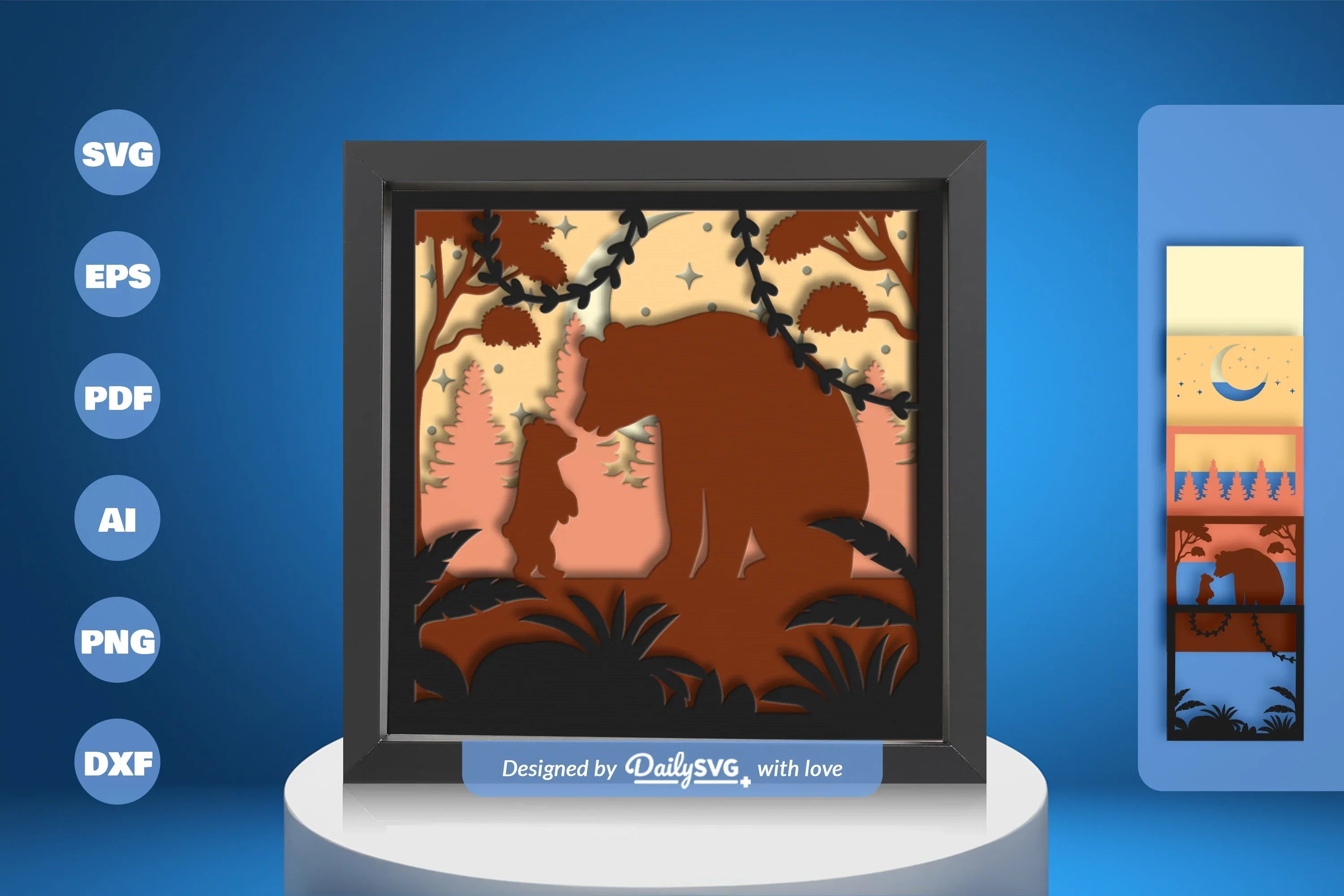 Mama Bear 3D Shadow Box Papercut SVG Bundle - CraftNest - Digital Crafting and Art
