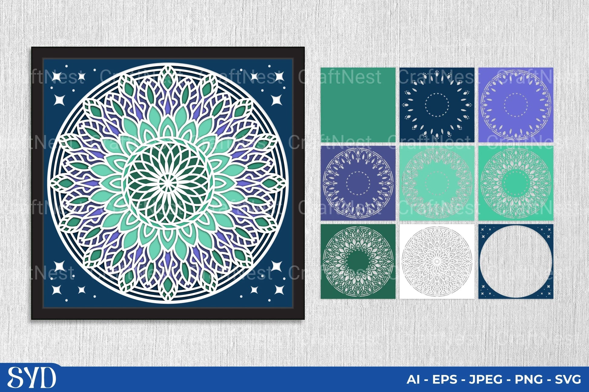 Mandala 3D Layered Papercut SVG Bundle - CraftNest - Digital Crafting and Art