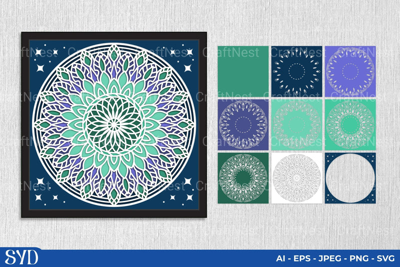 Mandala 3D Layered Papercut SVG Bundle - CraftNest - Digital Crafting and Art