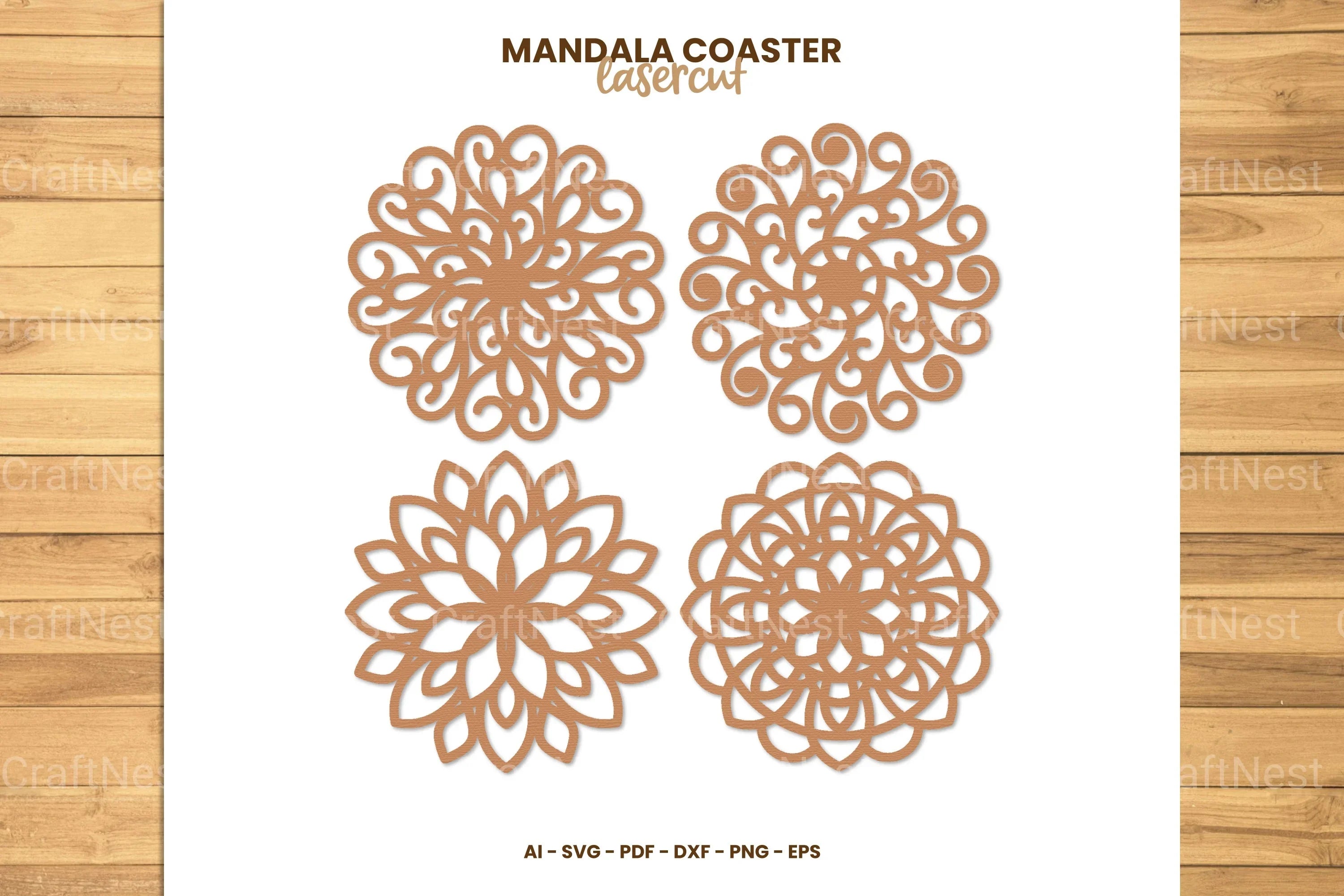 Mandala Coaster Lasercut SVG Bundle - CraftNest - Digital Crafting and Art