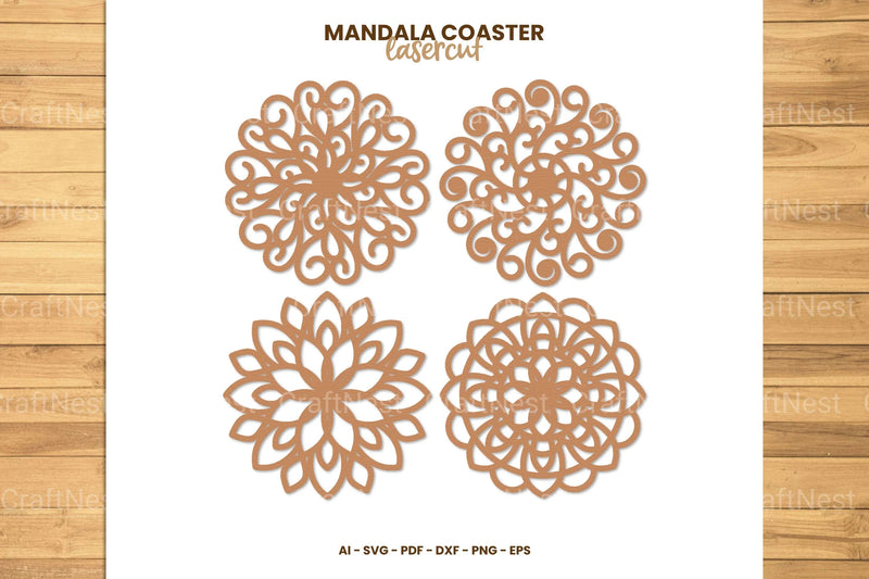 Mandala Coaster Lasercut SVG Bundle - CraftNest - Digital Crafting and Art