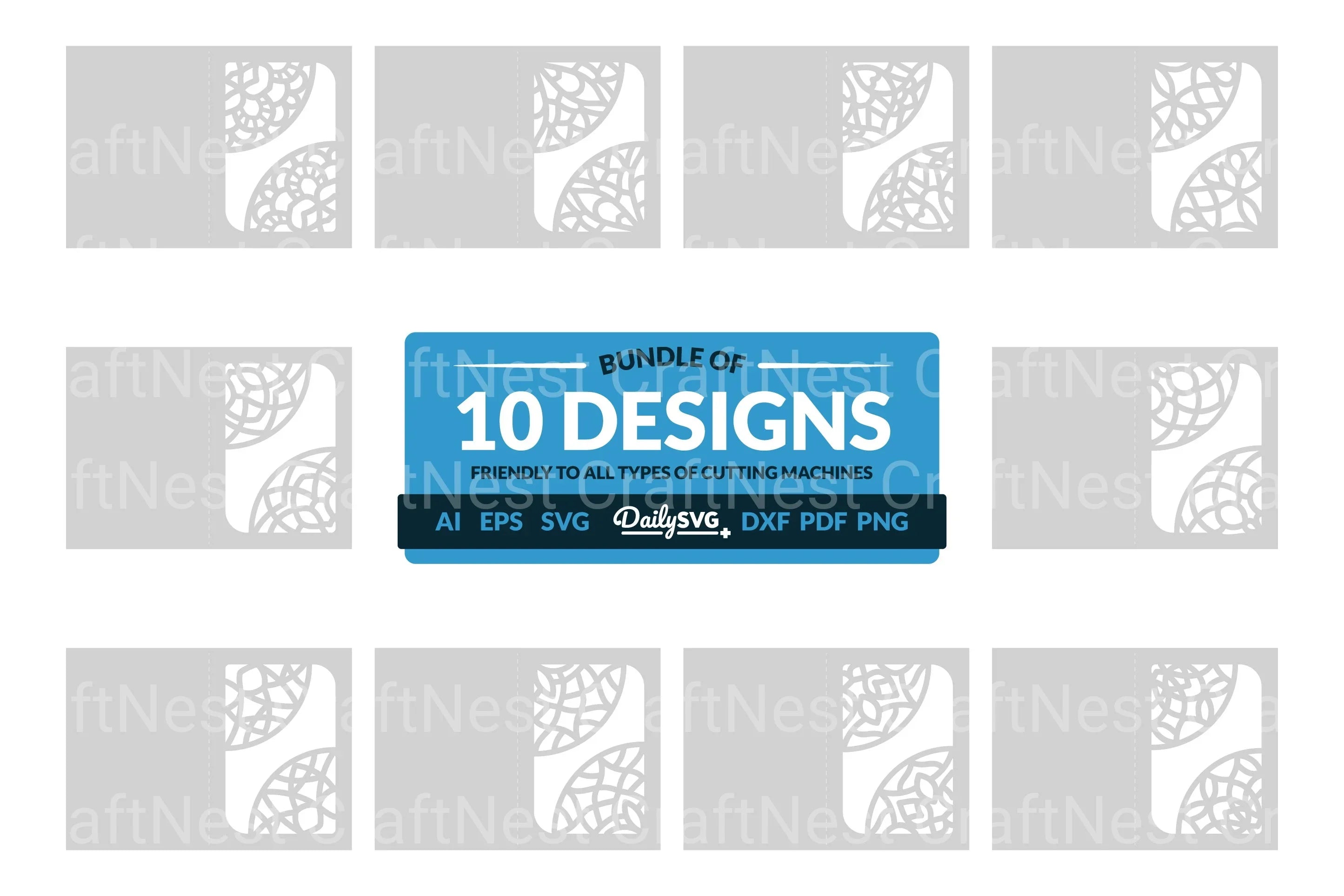 Mandala Corner Greeting Card Papercut Clipart SVG Bundle