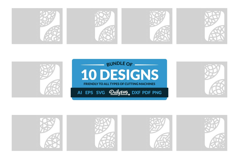 Mandala Corner Greeting Card Papercut Clipart SVG Bundle - CraftNest - Digital Crafting and Art