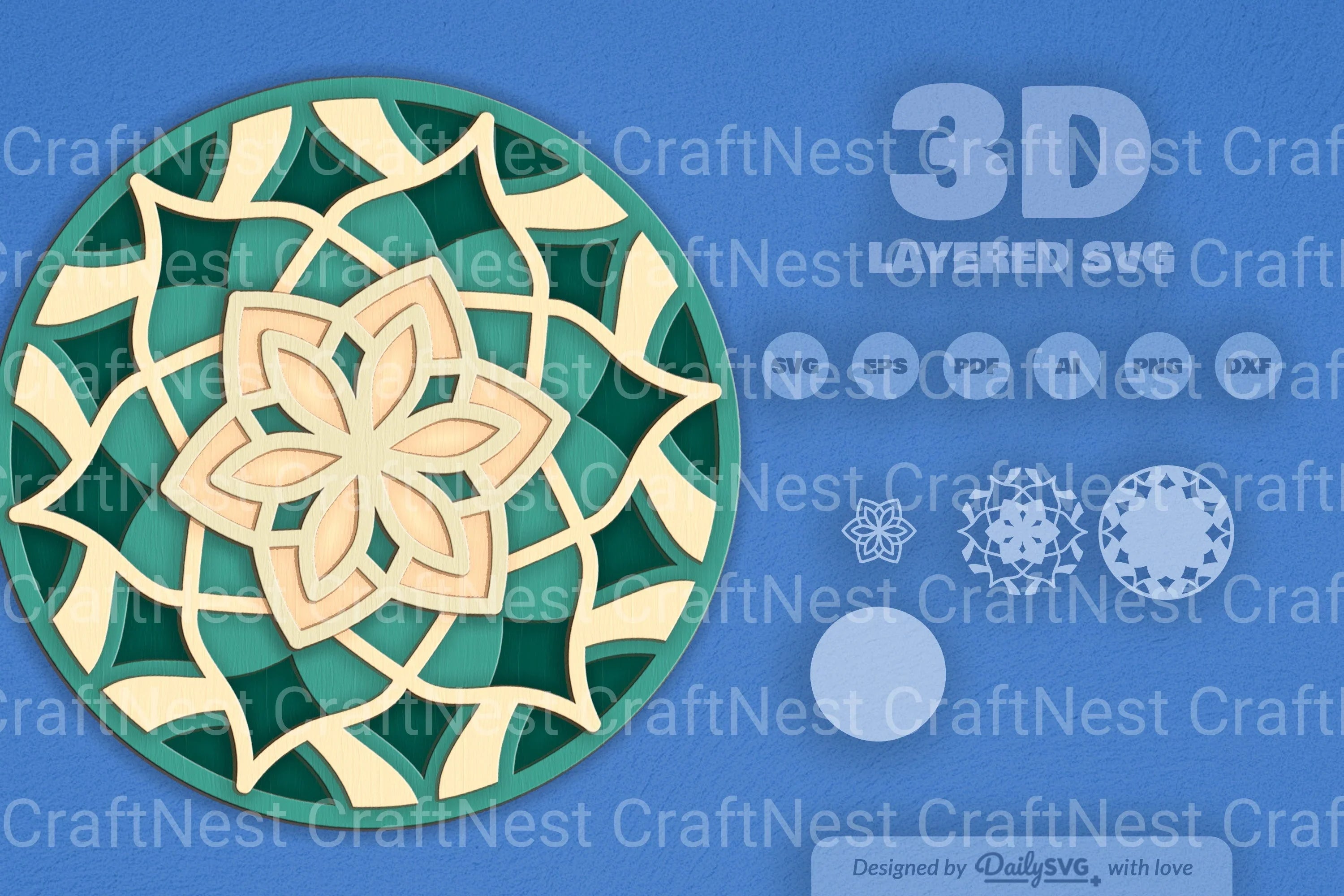 Mandala Flower Laser Cut SVG Bundle