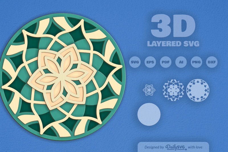 Mandala Flower Laser Cut SVG Bundle - CraftNest - Digital Crafting and Art