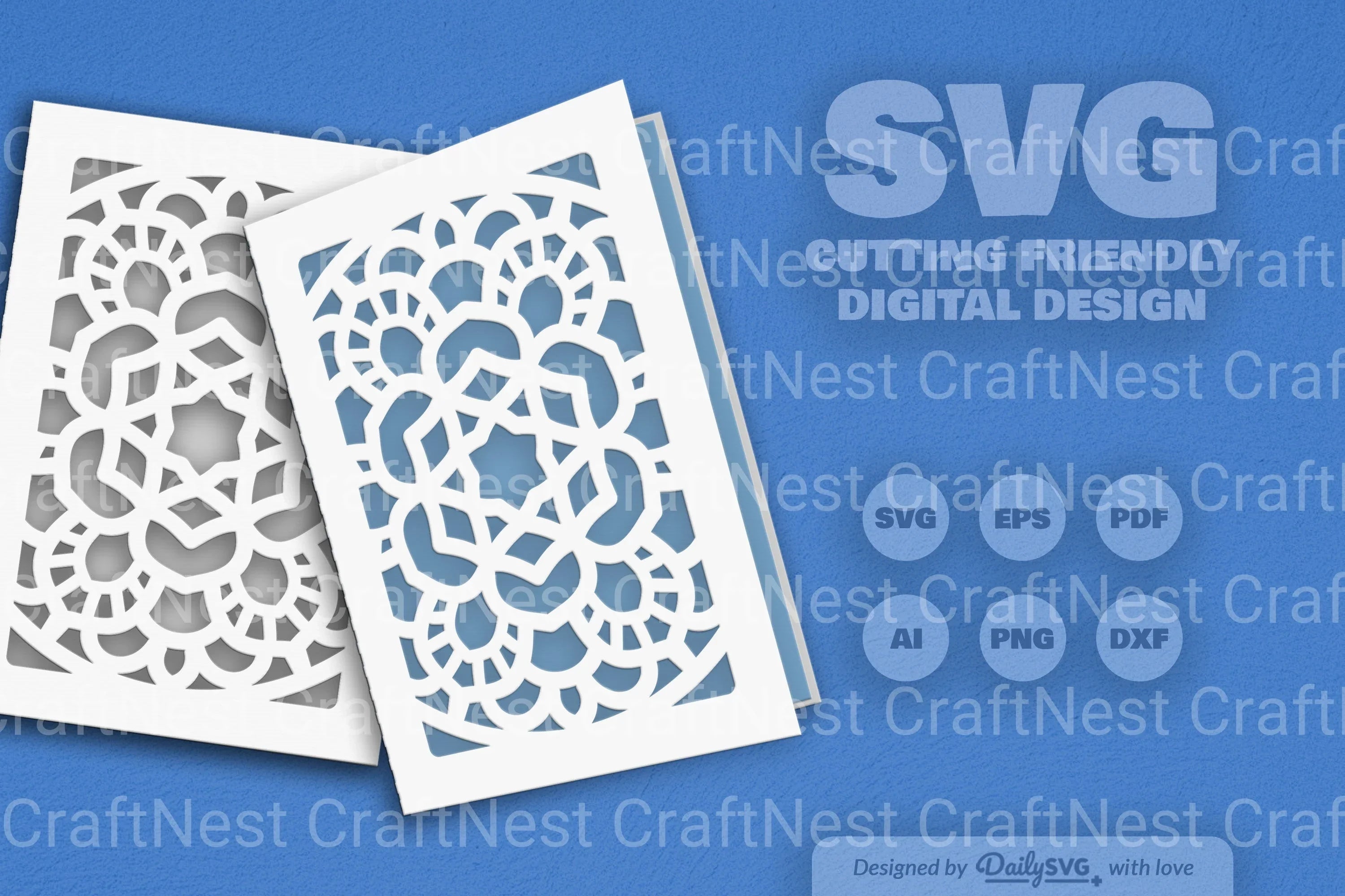 Mandala Greeting Card Papercut Clipart SVG Bundle