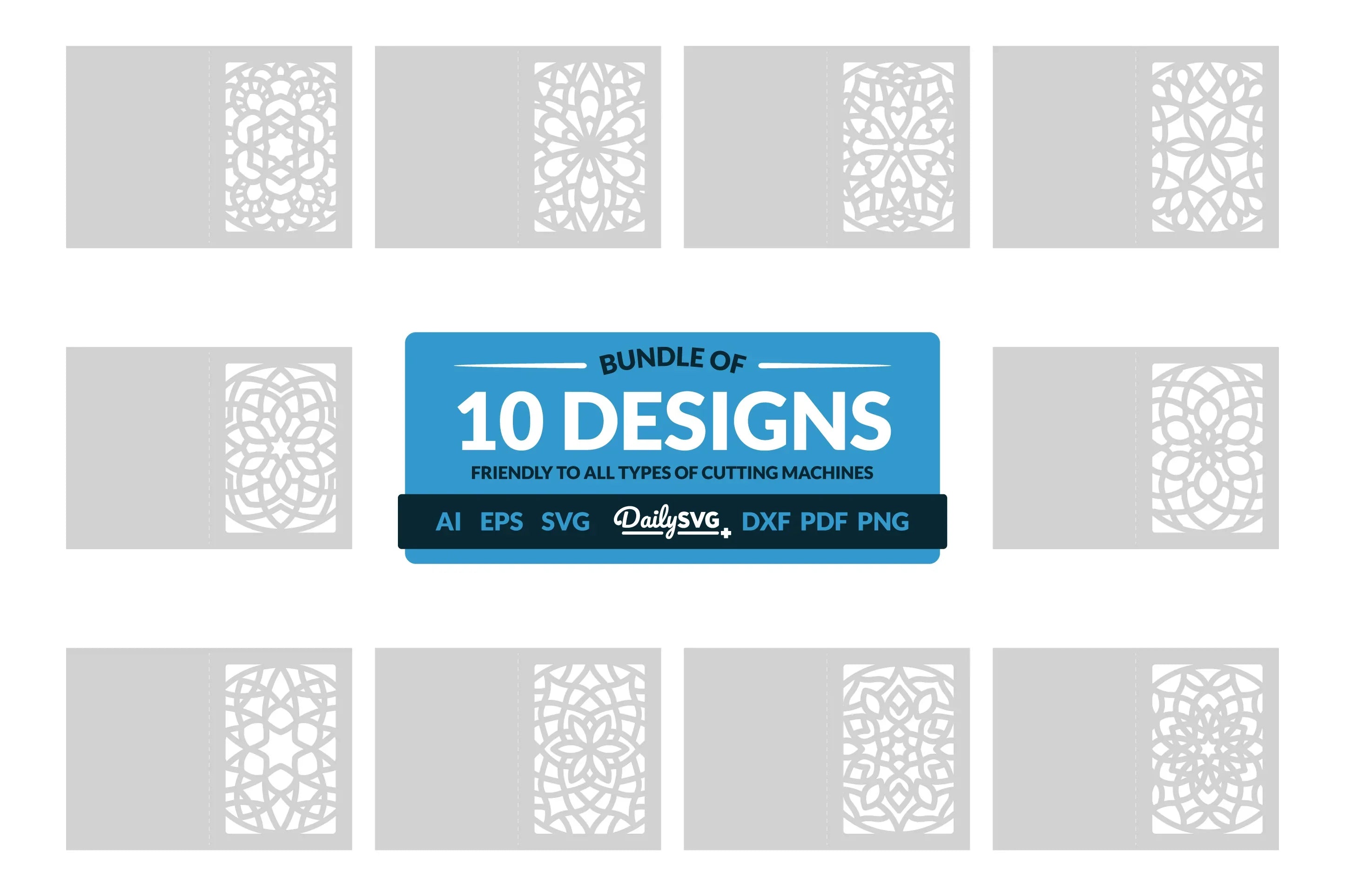 Mandala Greeting Card Papercut Clipart SVG Bundle - CraftNest - Digital Crafting and Art