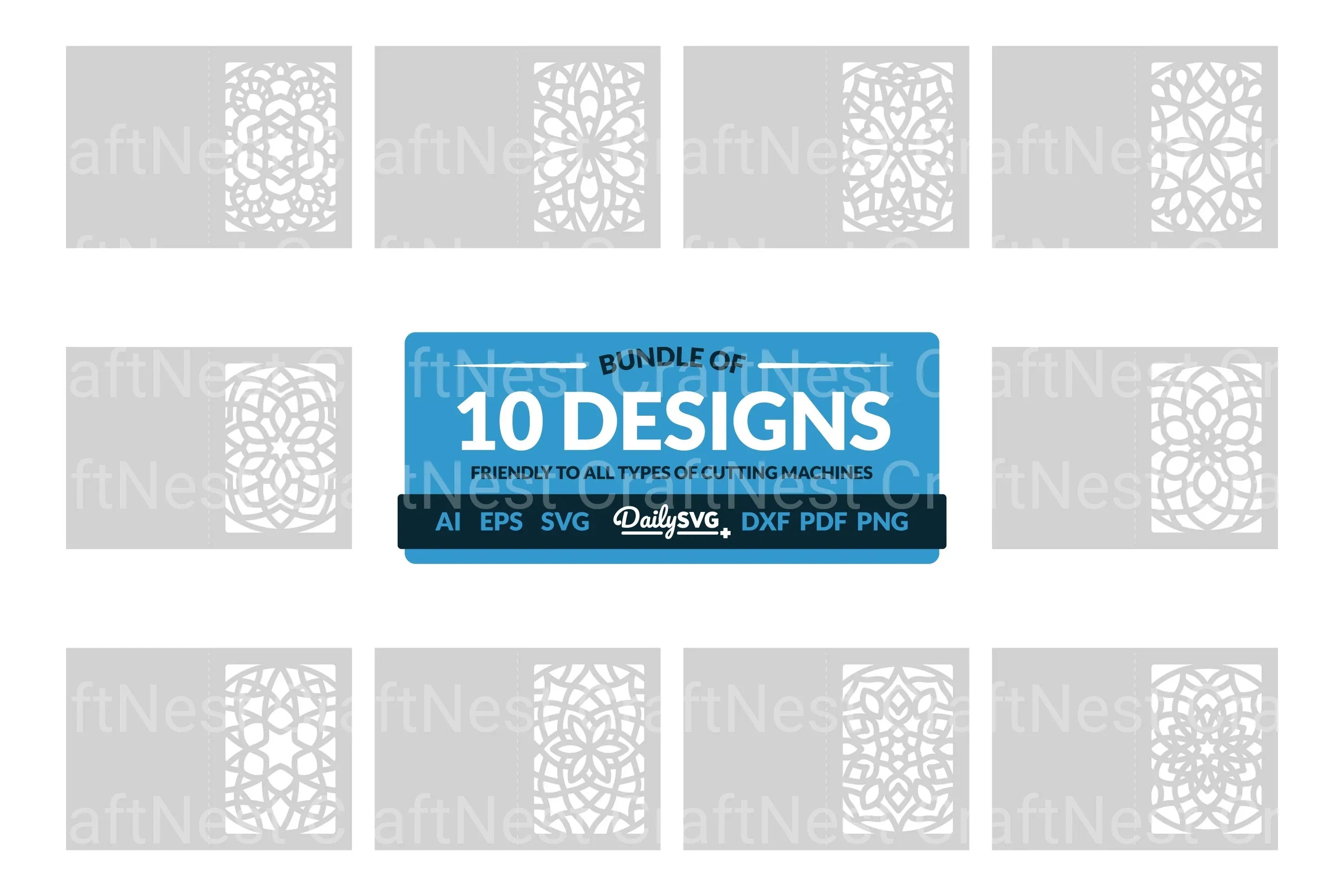 Mandala Greeting Card Papercut Clipart SVG Bundle