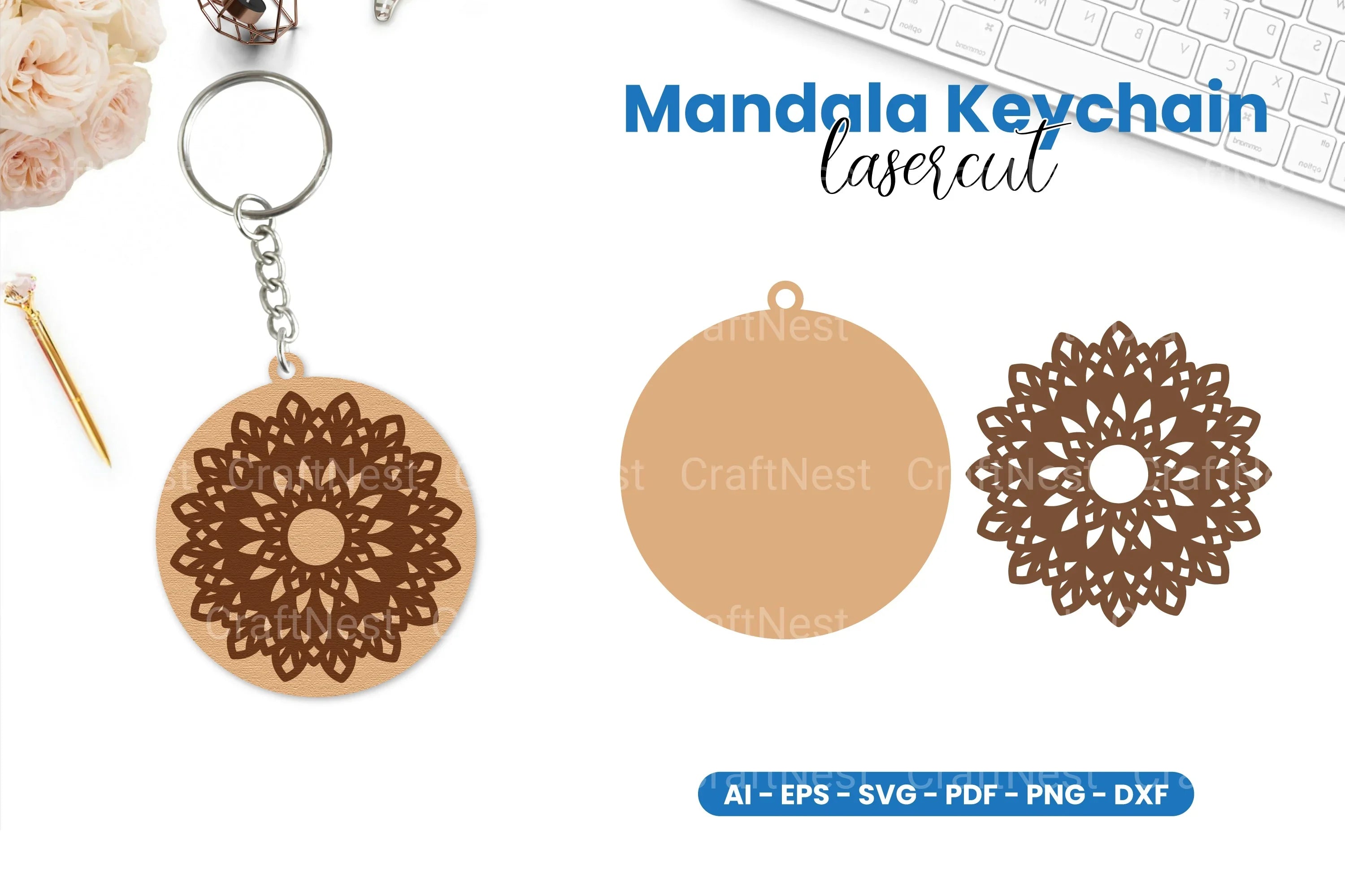 Mandala Keychain Lasercut SVG Bundle - CraftNest - Digital Crafting and Art