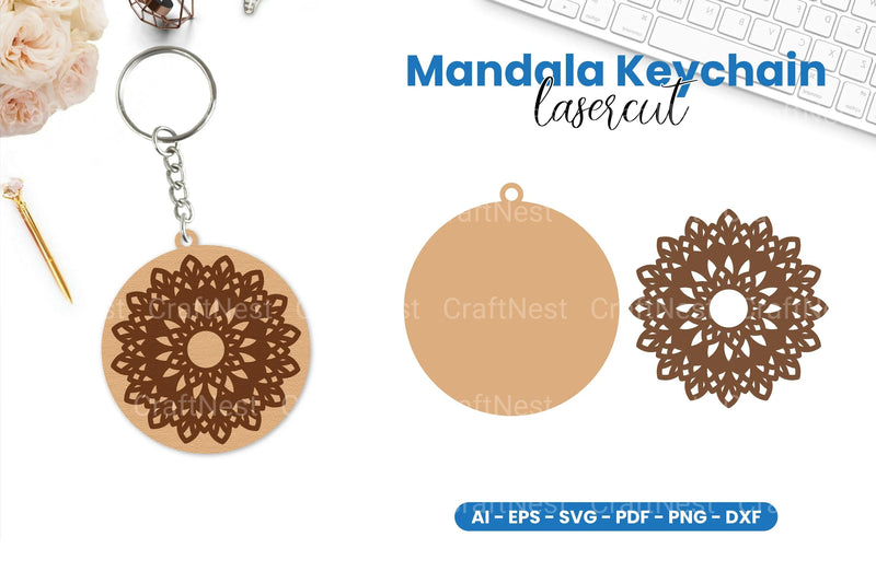 Mandala Keychain Lasercut SVG Bundle - CraftNest - Digital Crafting and Art