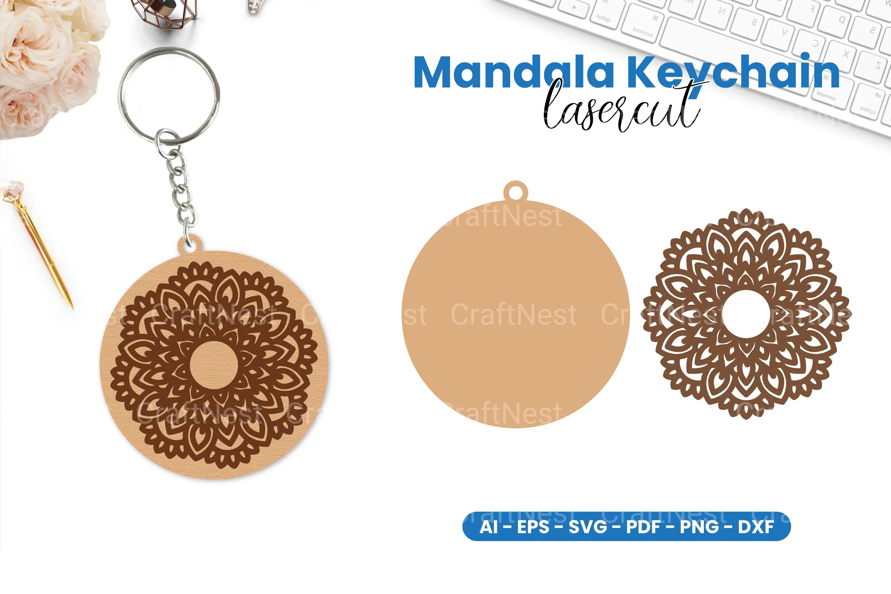 Mandala Keychain Lasercut SVG Bundle - Clipart Bundle - CraftNest - Digital Crafting and Art