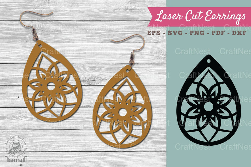 Mandala Laser Cut Earrings SVG Bundle - CraftNest - Digital Crafting and Art