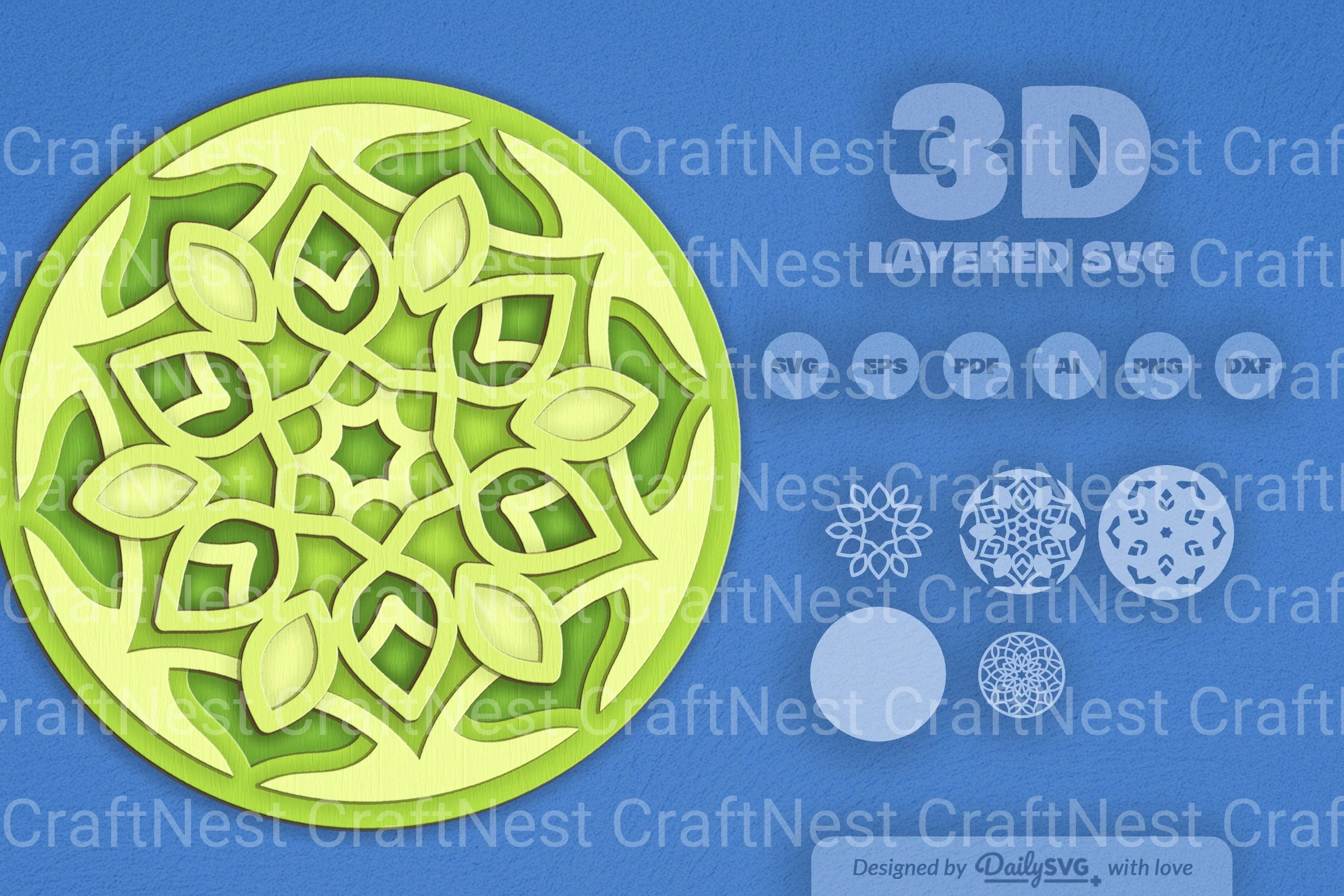 Mandala Leaves Laser Cut SVG Bundle