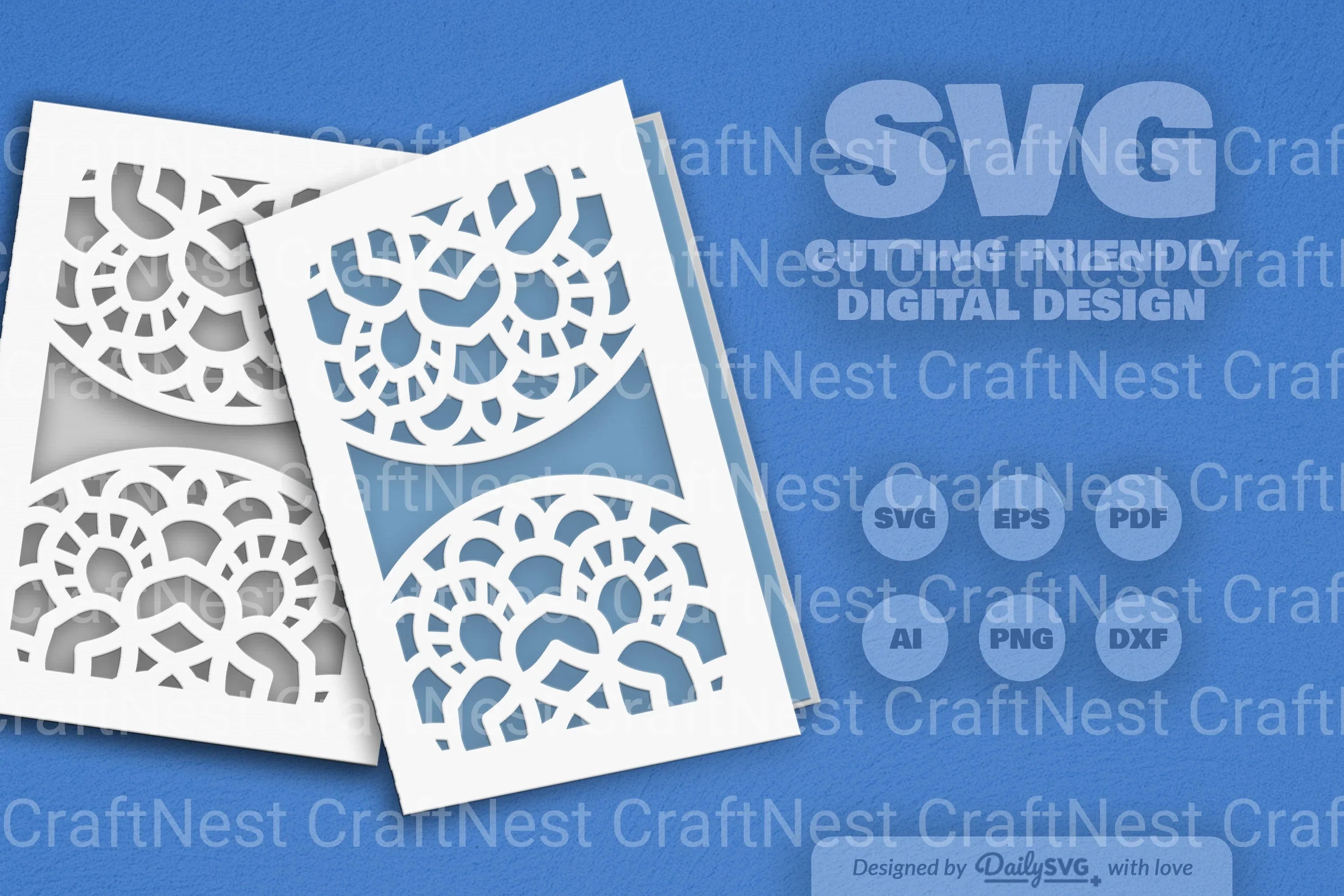 Daily Mandala Mirror Greeting Card Papercut Clipart