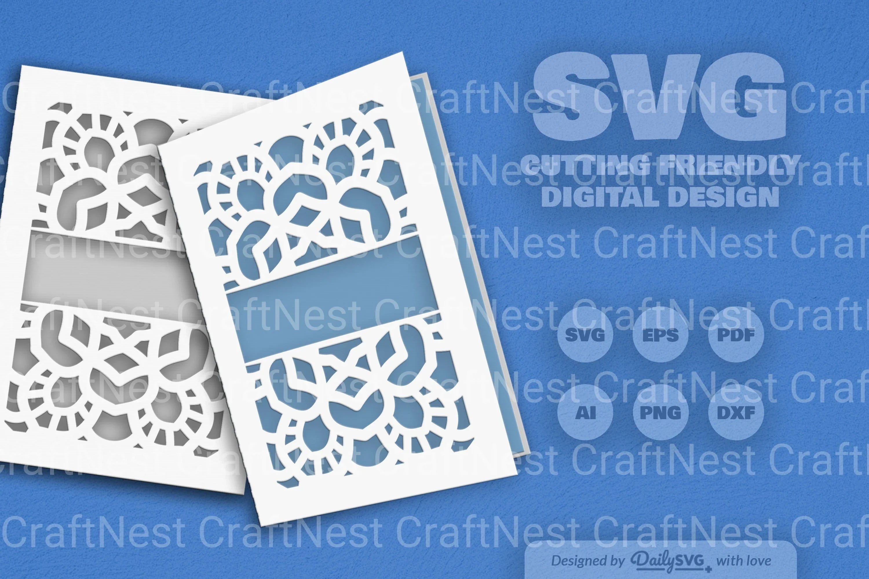 Daily Mandala Split Greeting Card Papercut Clipart