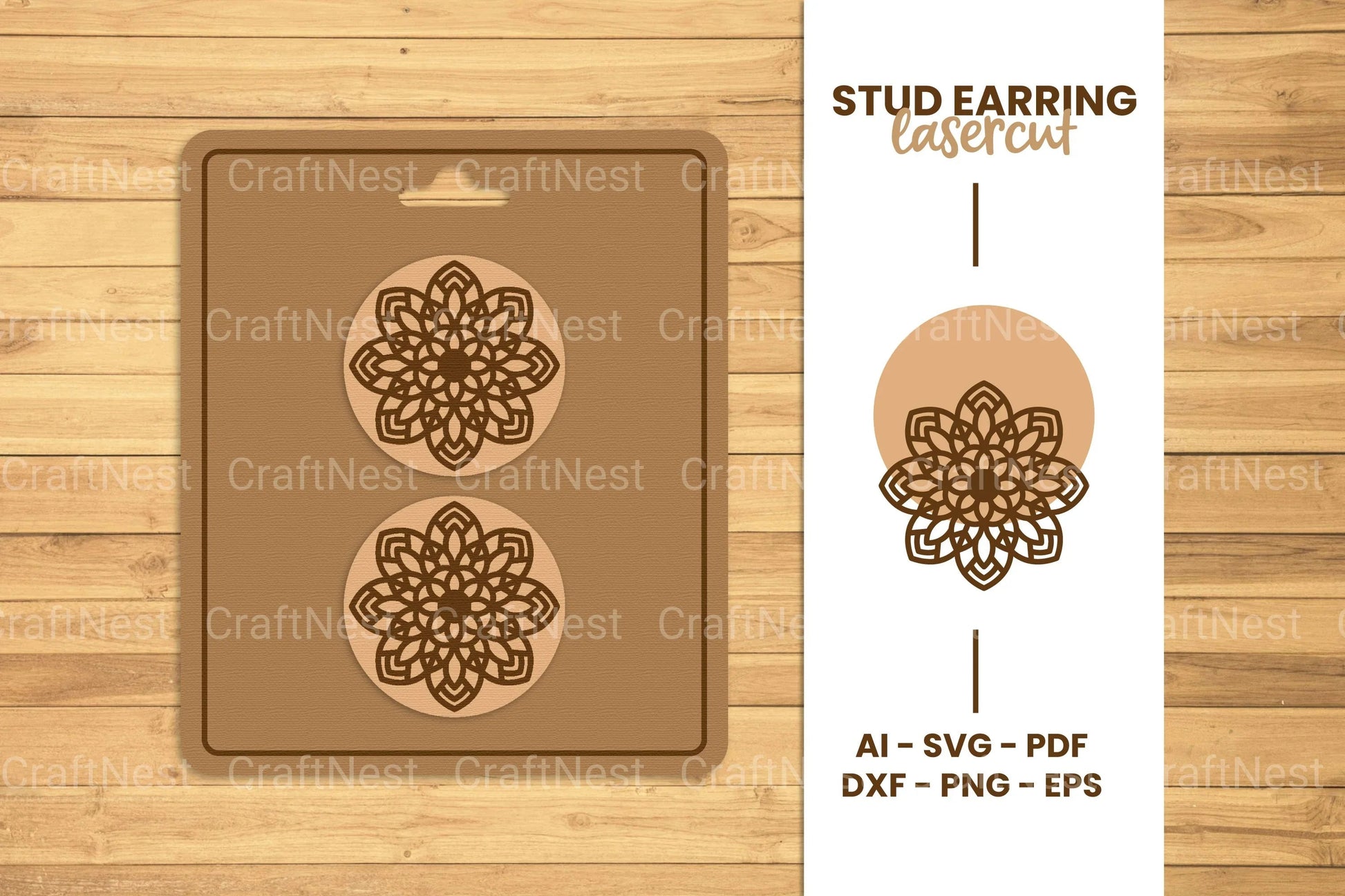 Mandala Stud Earring Lasercut SVG Bundle - CraftNest - Digital Crafting and Art