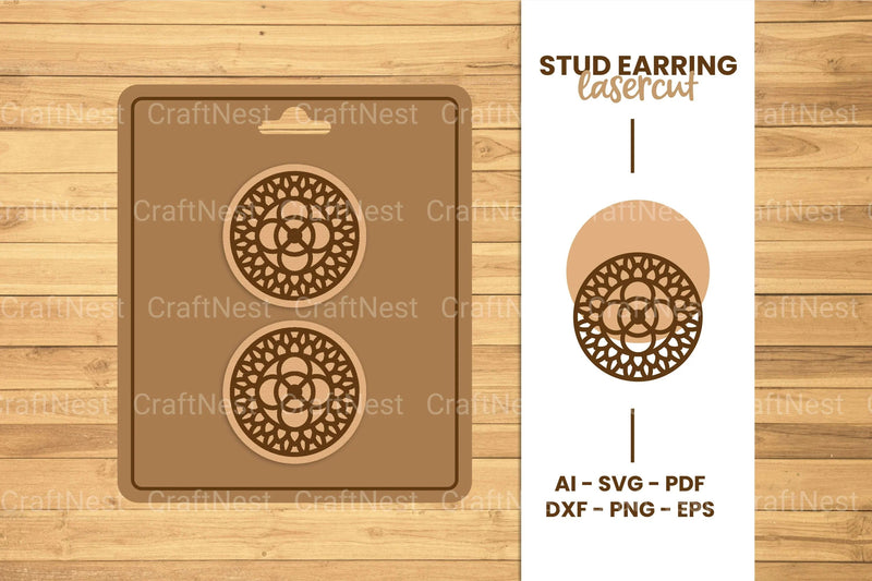 Mandala Stud Earring Lasercut SVG Bundle - CraftNest - Digital Crafting and Art