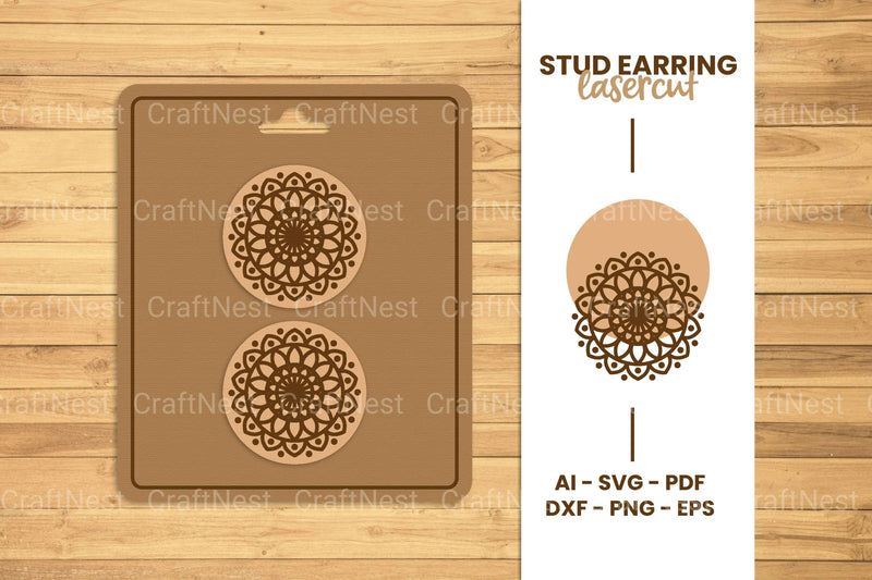 Mandala Stud Earring Lasercut SVG Bundle - CraftNest - Digital Crafting and Art