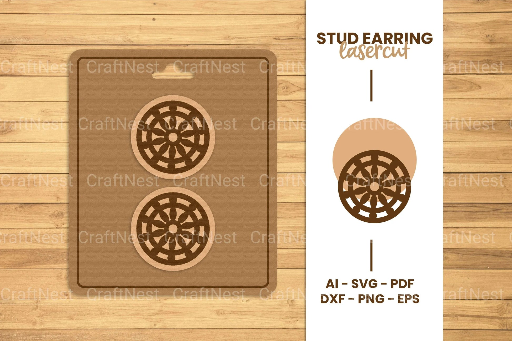 Mandala Stud Earring Lasercut SVG Bundle - CraftNest - Digital Crafting and Art