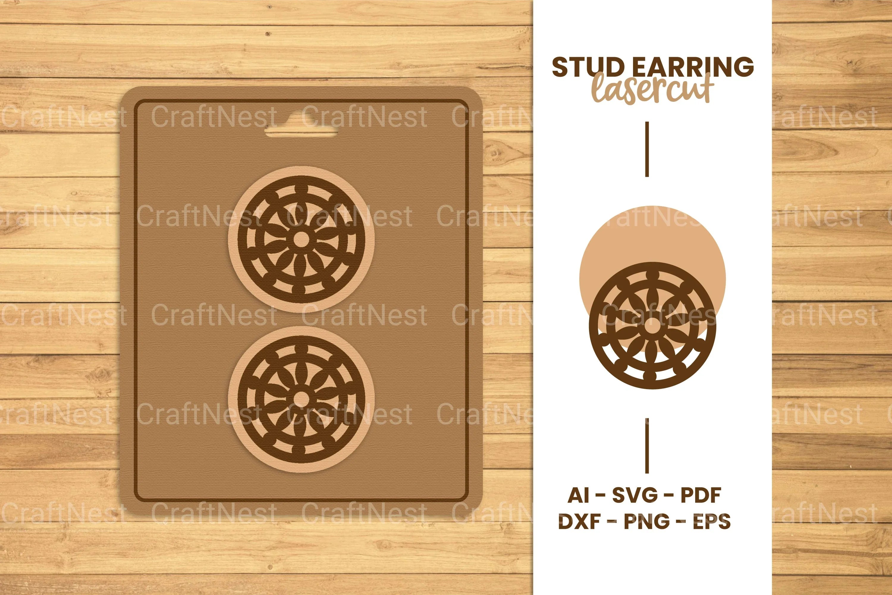 Mandala Stud Earring Lasercut SVG Bundle - CraftNest - Digital Crafting and Art