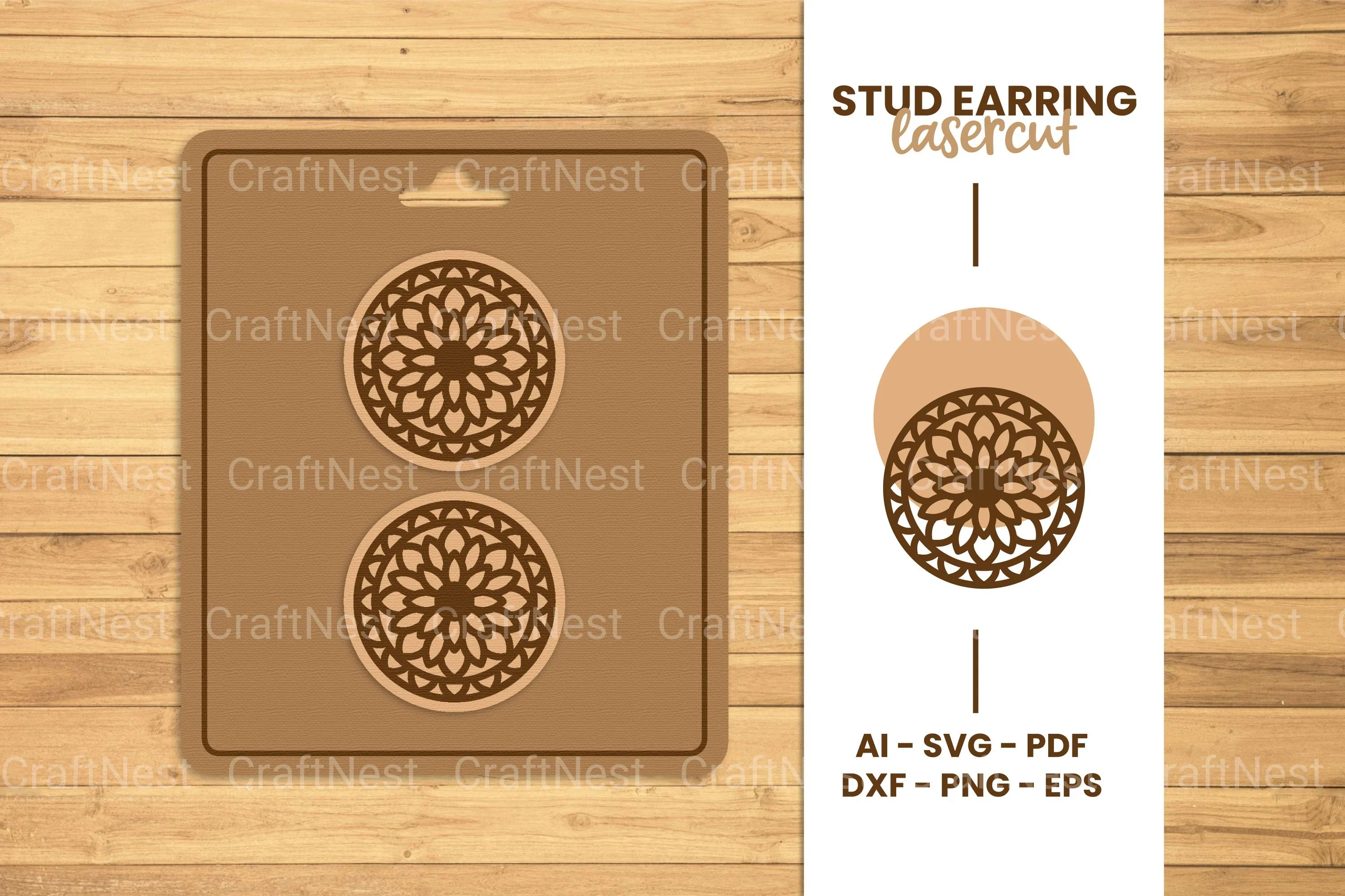 Mandala Stud Earring Lasercut SVG Bundle - CraftNest - Digital Crafting and Art