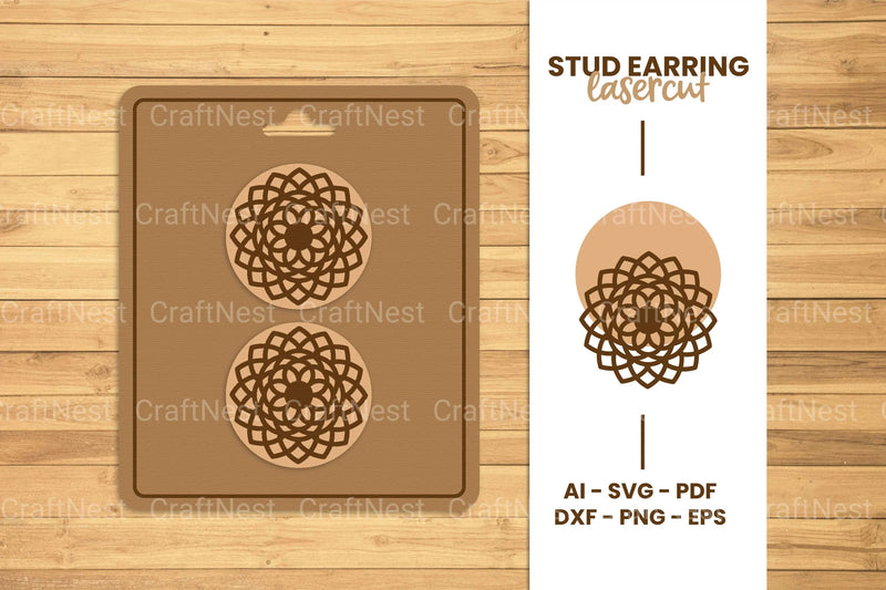 Mandala Stud Earring Lasercut SVG Bundle - CraftNest - Digital Crafting and Art