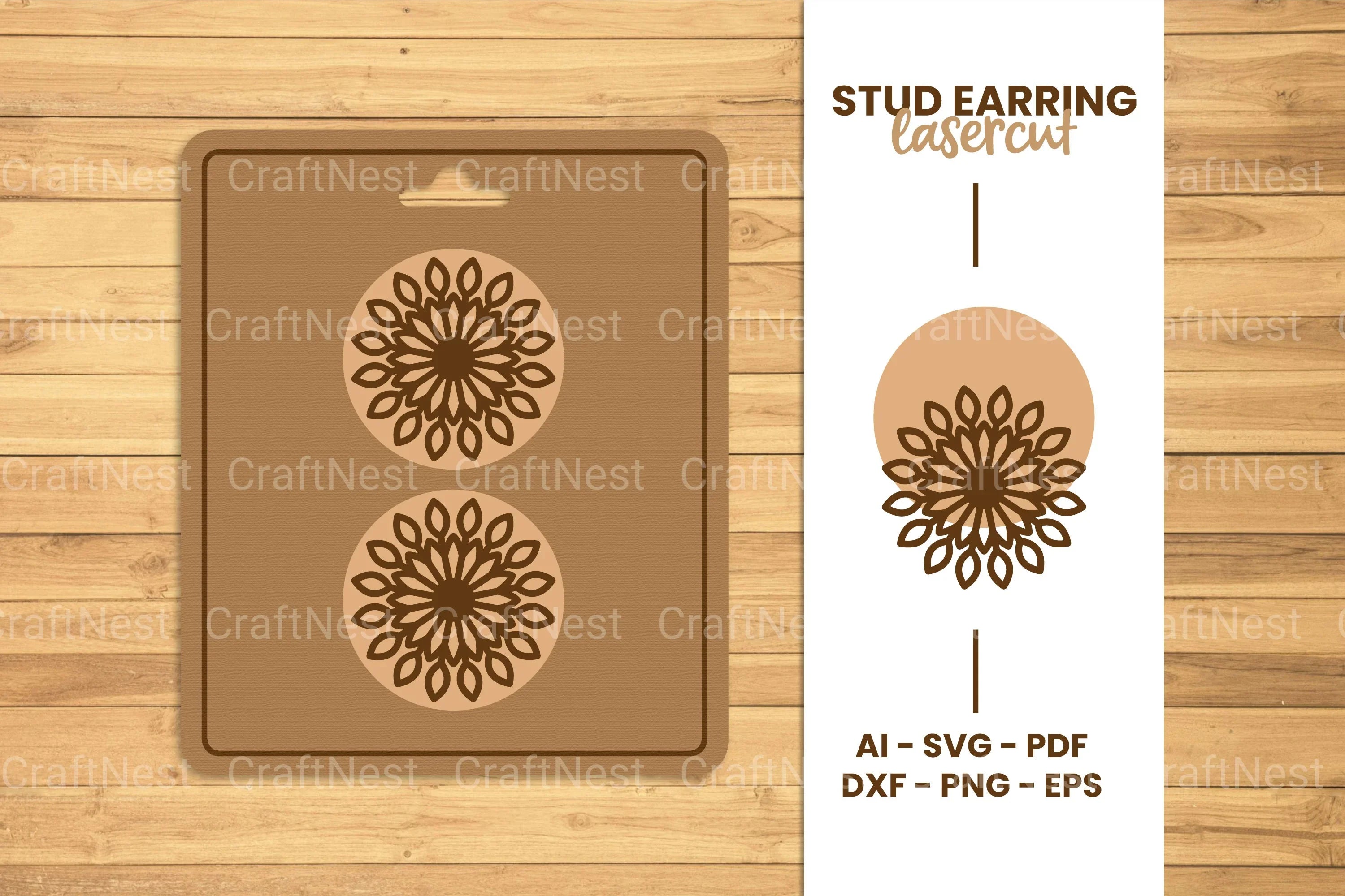 Mandala Stud Earring Lasercut SVG Bundle - CraftNest - Digital Crafting and Art