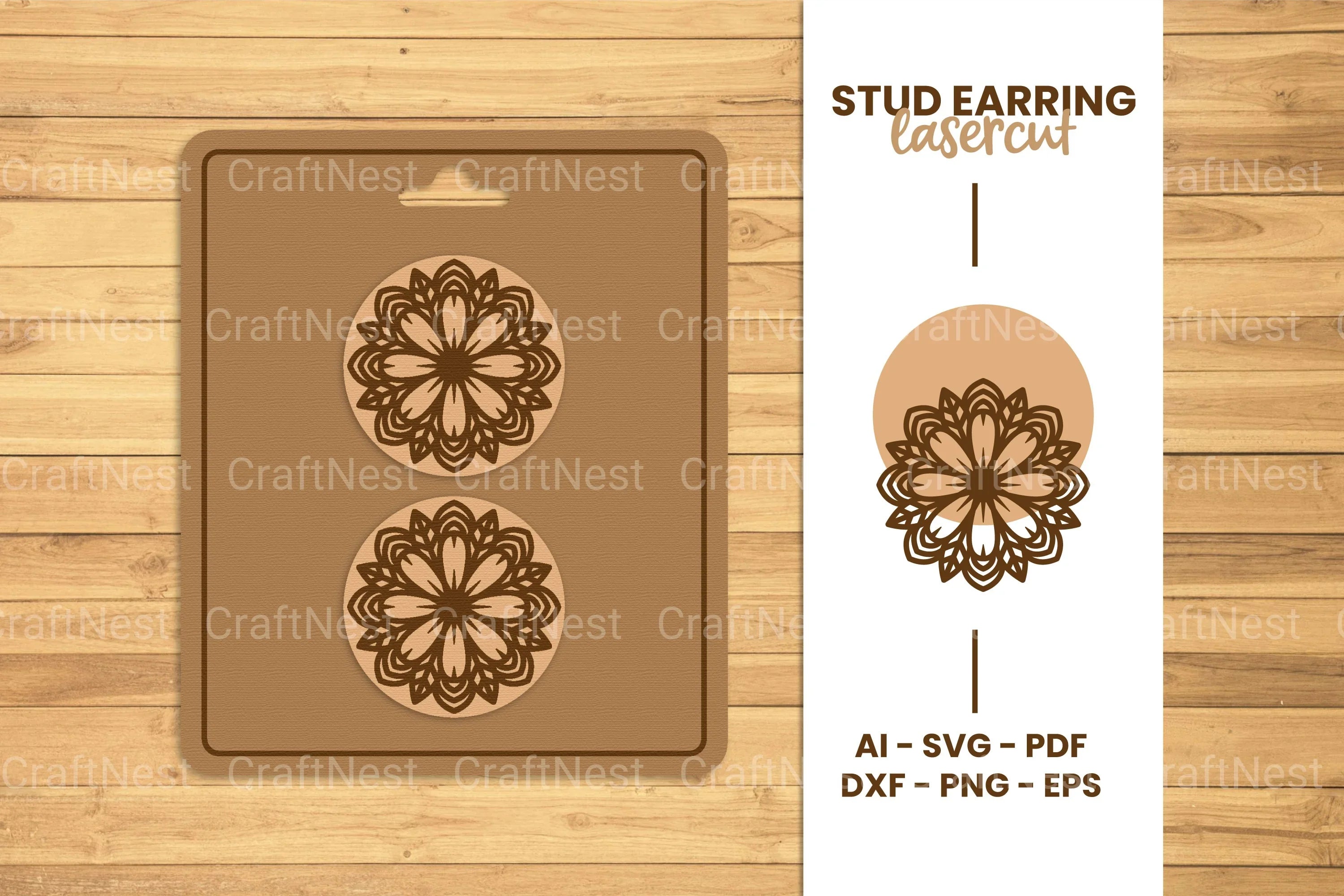 Mandala Stud Earring Lasercut SVG Bundle - CraftNest - Digital Crafting and Art