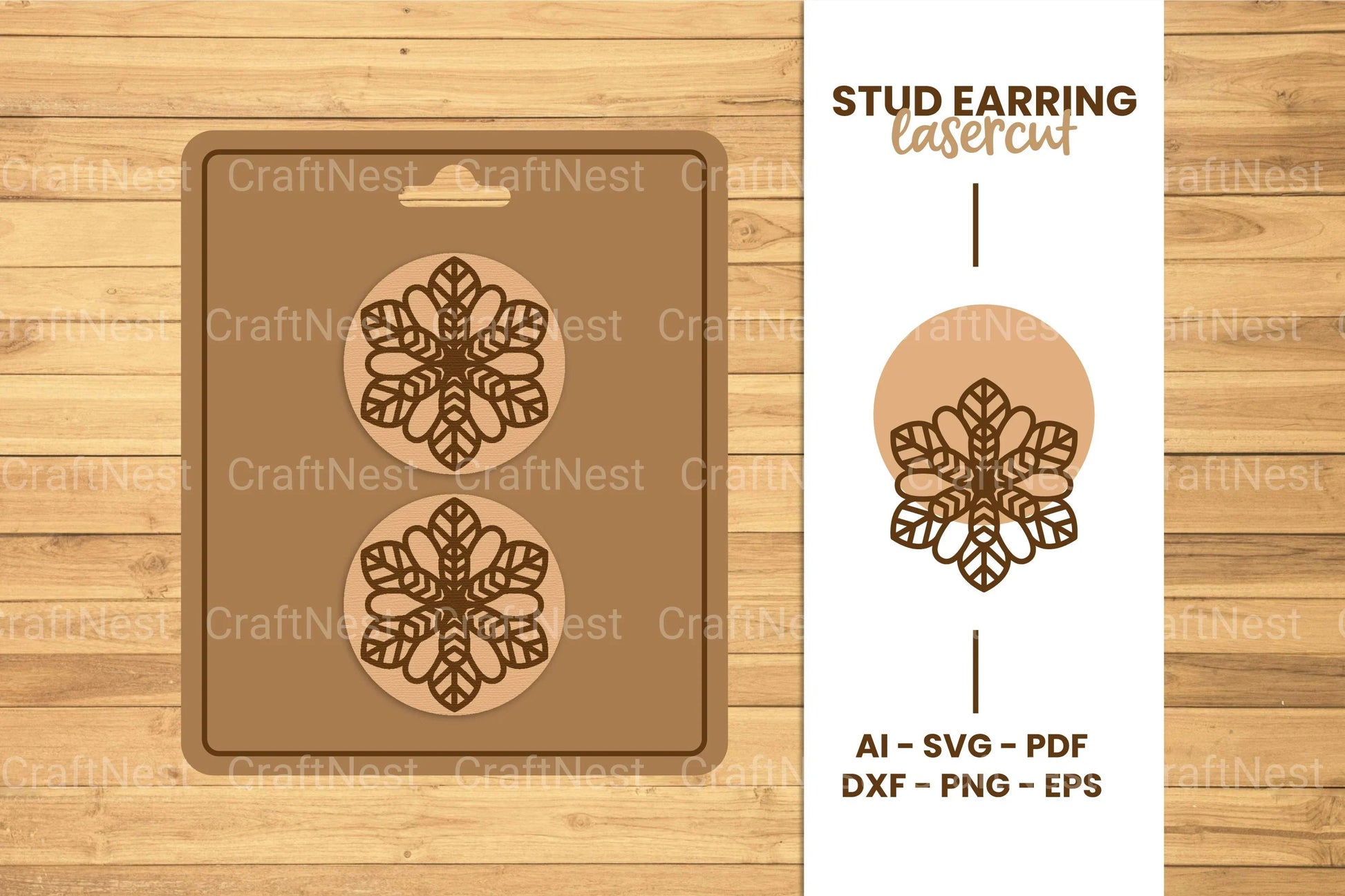 Mandala Stud Earring Lasercut SVG Bundle - CraftNest - Digital Crafting and Art