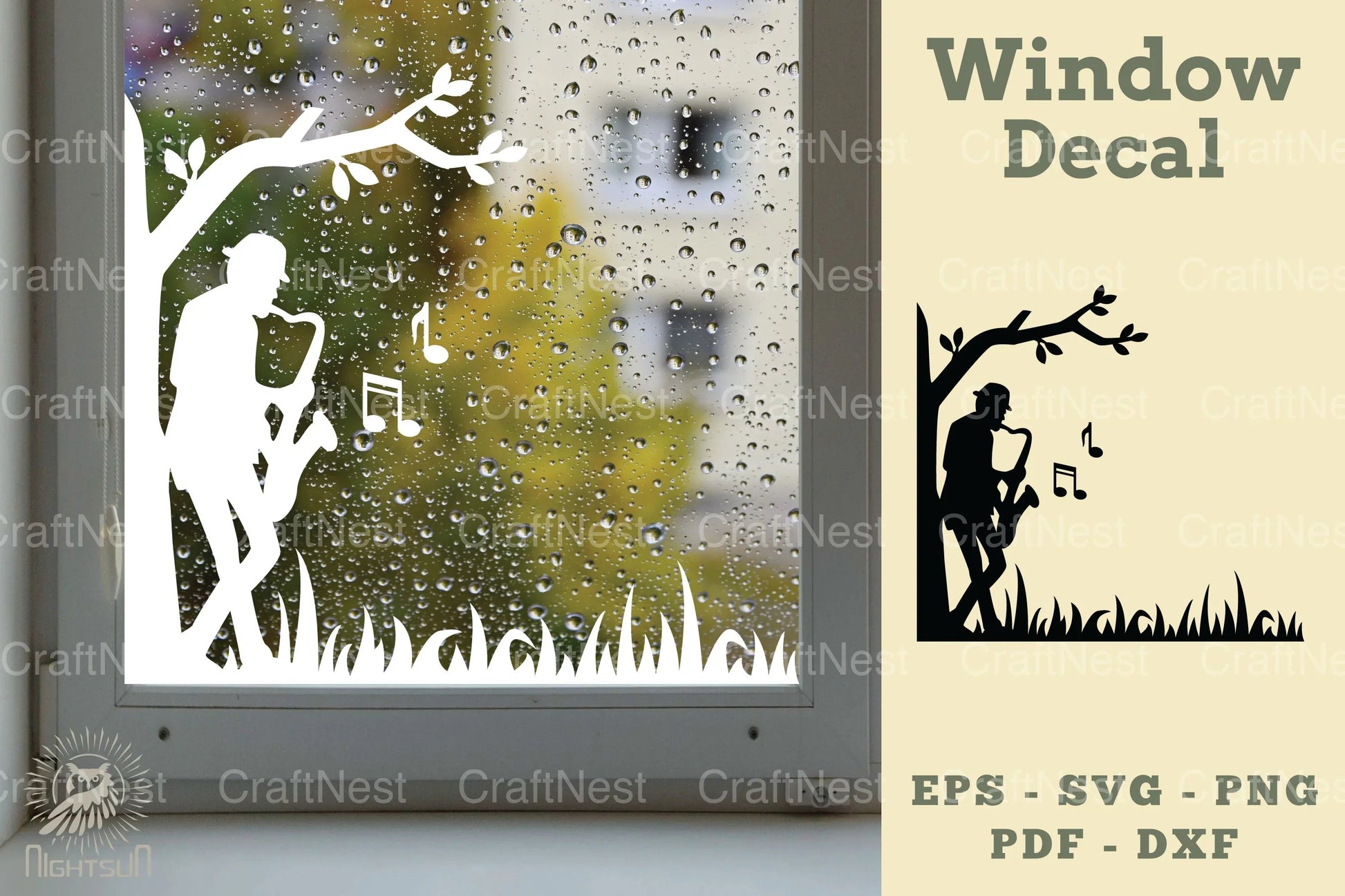 Saxophone Player Window Decal Clipart Bundle - CraftNest - Digital Crafting and Art