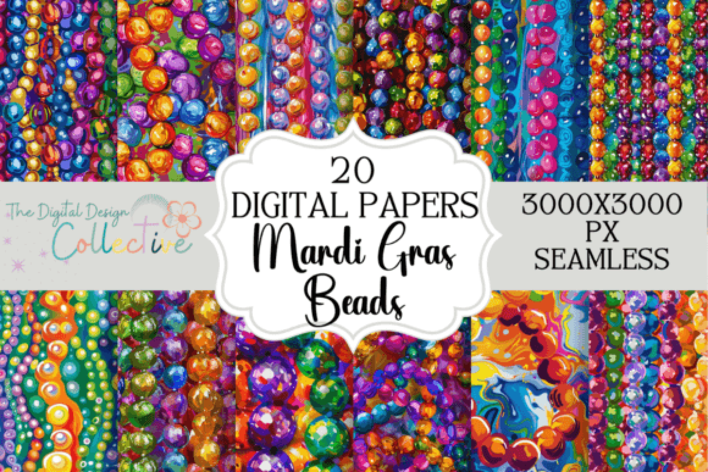 Mardi Gras Beads Seamless Digital Paper