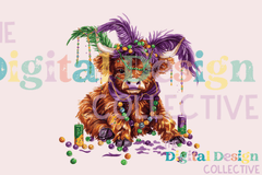 Cute Mardi Gras Highland Cow Clipart Bundle - CraftNest - Digital Crafting and Art