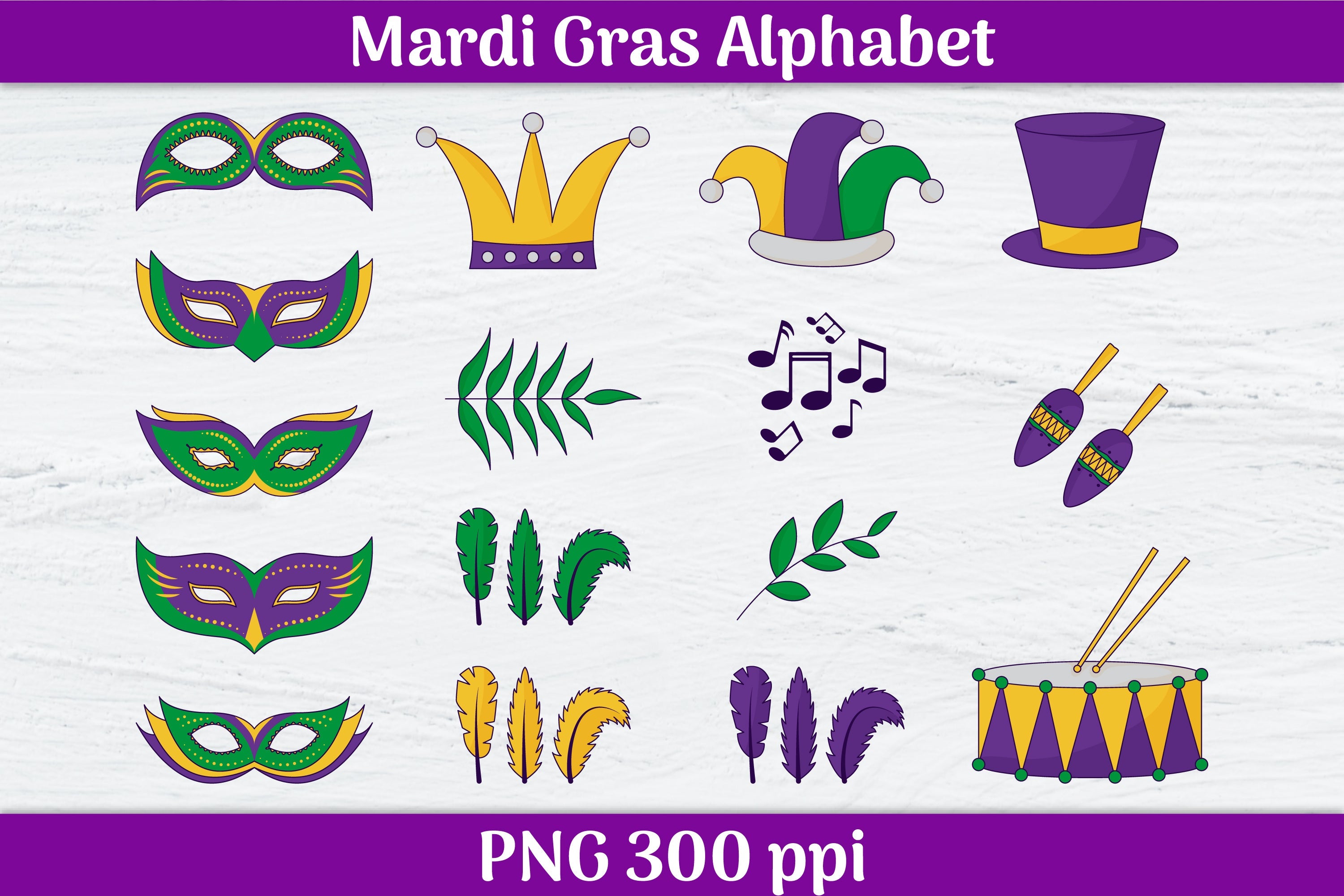 Mardi Gras Doodle Alphabet & Clipart SVG Bundle - CraftNest - Digital Crafting and Art