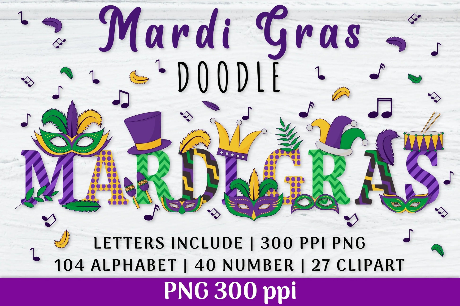 Mardi Gras Doodle Alphabet & Clipart SVG Bundle - CraftNest - Digital Crafting and Art