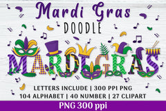 Mardi Gras Doodle Alphabet & Clipart SVG Bundle - CraftNest - Digital Crafting and Art