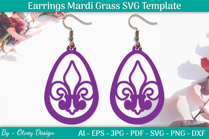 Mardi Gras Earrings SVG Bundle - CraftNest - Digital Crafting and Art