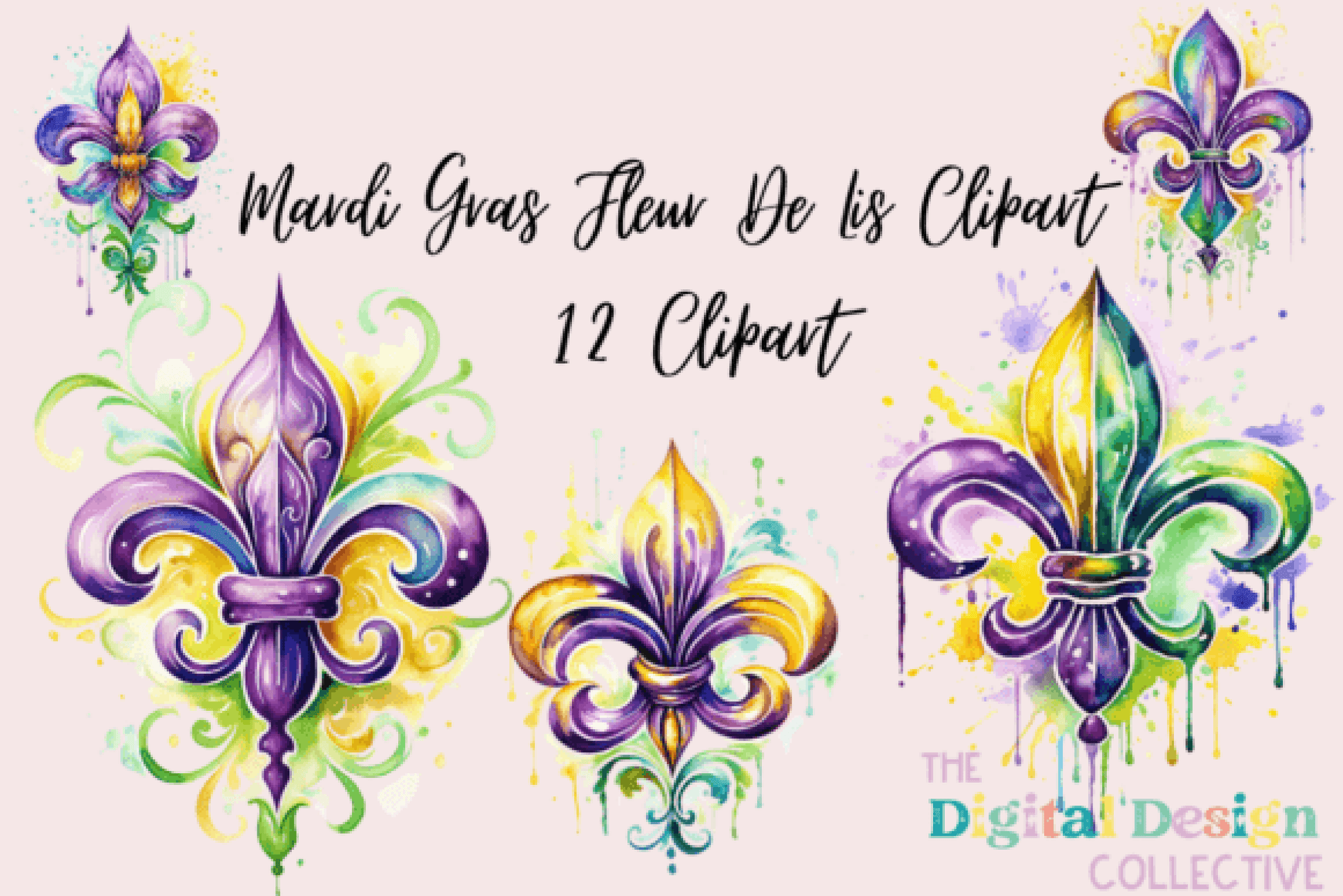 Mardi Gras Fleur De Lis Clipart Bundle - CraftNest - Digital Crafting and Art