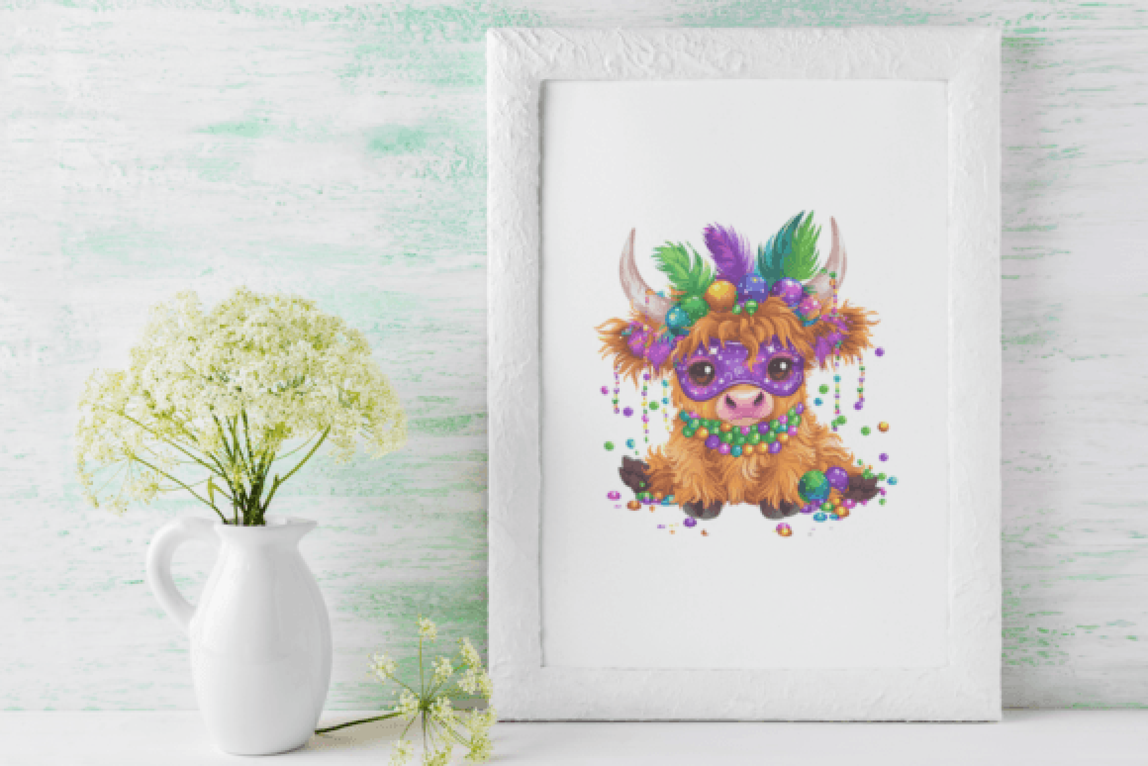 Vibrant Mardi Gras Cows Carnival Art Bundle